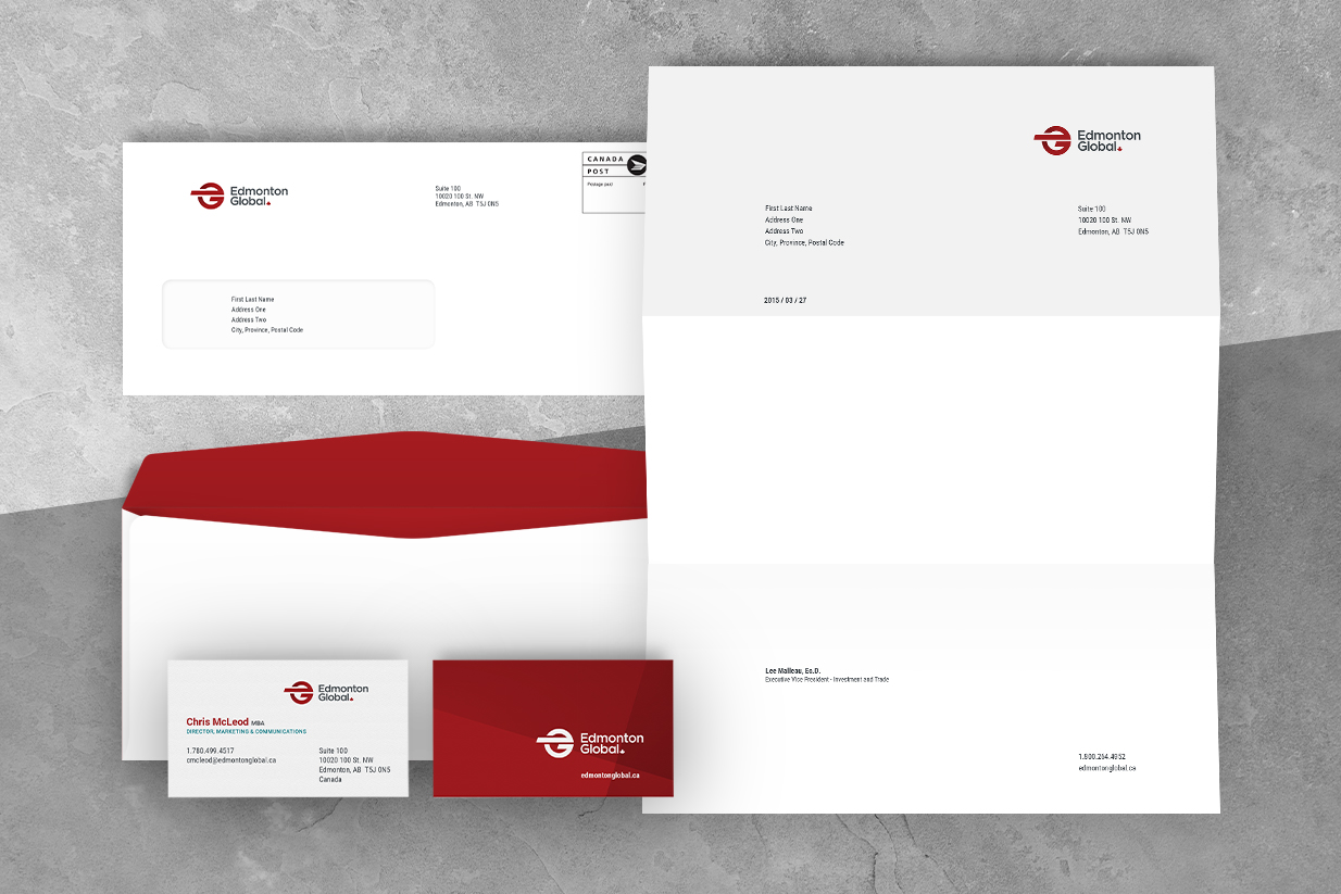 Showcase Edmonton Global Stationery, Business Cards, Envelope, Letterhead